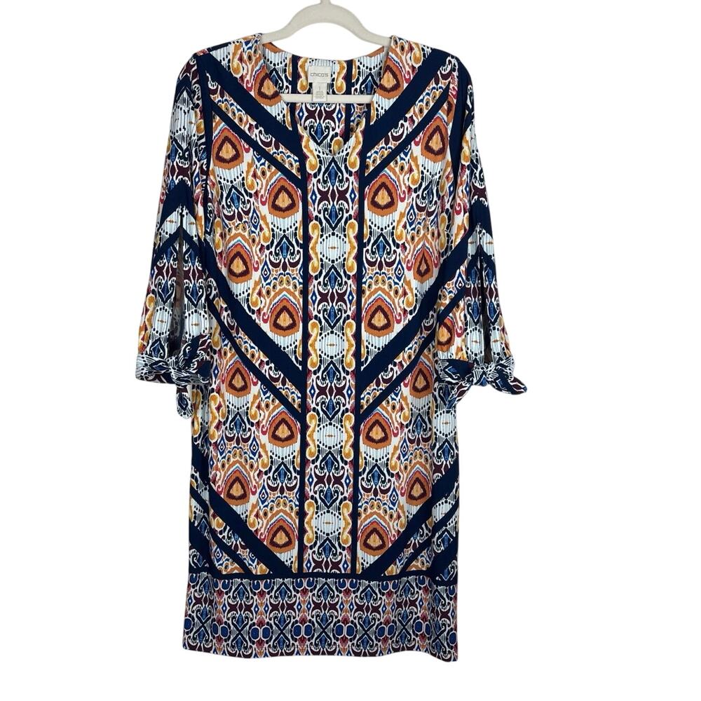 Chico’s Ikat Medalion Shift Dress Chico’s Size 1 US Size Medium 8-10